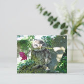 Eule mit Rose Postkarte (Stehend Vorderseite)