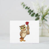 Eule mit Rose Postkarte (Stehend Vorderseite)