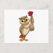 Eule mit Rose Postkarte (Vorderseite)