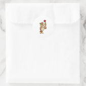Eule mit Rose Runder Aufkleber (Tasche)