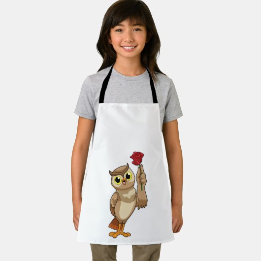 Eule mit Rose Schürze (Insitu)