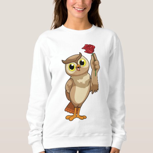 Eule mit Rose Sweatshirt (Vorderseite)