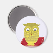 Eule mit rotem Buch Magnet (Vorderseite/Rückseite)