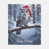 Eule mit Santa-Hut Fleece (Vorderseite)