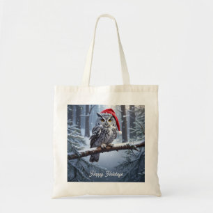 Eule mit Santa-Hut-Tragetasche Tragetasche