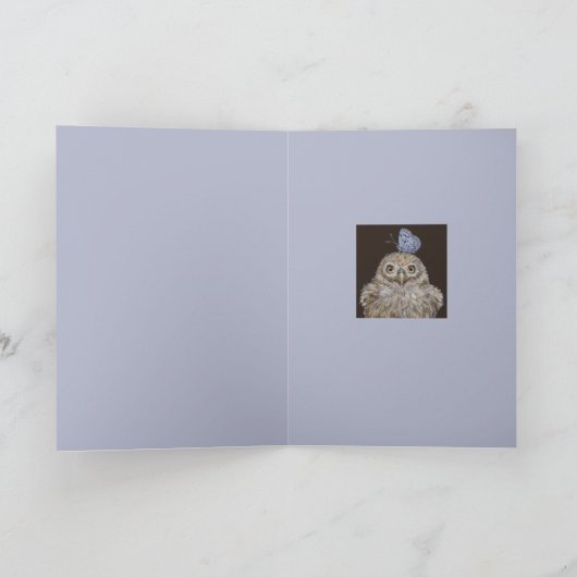 Eule mit Schmetterlingskarte Karte (Innenseite)