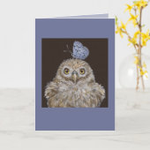 Eule mit Schmetterlingskarte Karte (Gelbe Blume)