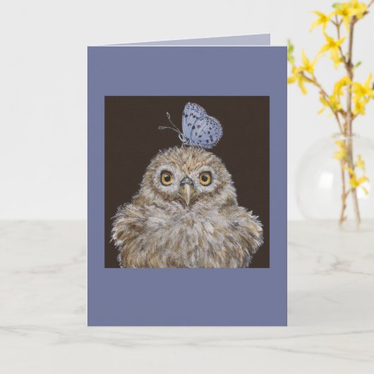 Eule mit Schmetterlingskarte Karte (Gelbe Blume)