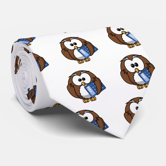 Eule mit Taschenrechner, Mathe, Student, Krawatte (Gerollt)