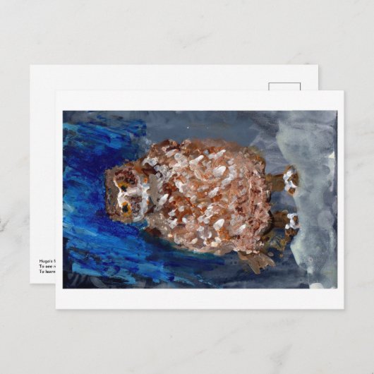 Eule mit tiefblauem Hintergrund Postkarte (Vorne/Hinten)