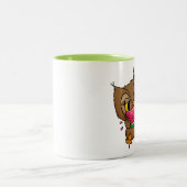 Eule mit Wassermelone Zweifarbige Tasse (Mittel)