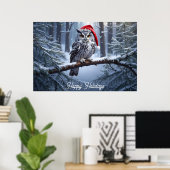 Eule mit Weihnachtsmannmütze Poster (Heimbüro)