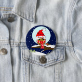 Eule mit Weihnachtsmannmütze u. Nameknopf Button (Beispiel)