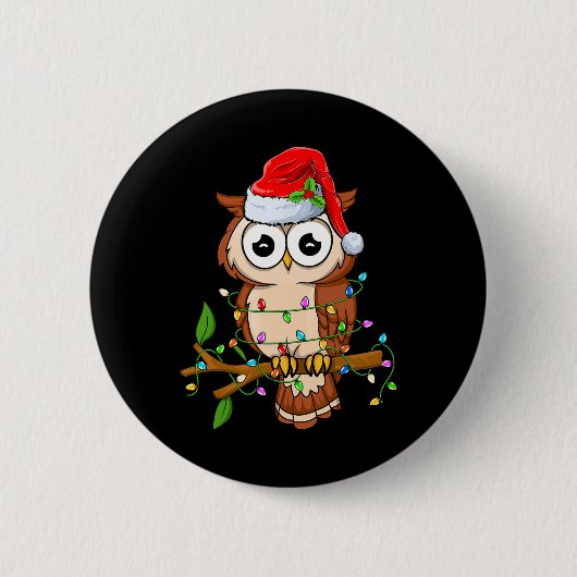 Eule mit Weihnachtsmannmütze Weihnachten - Vögel E Button (Vorderseite)