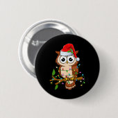 Eule mit Weihnachtsmannmütze Weihnachten - Vögel E Button (Vorne & Hinten)