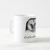 Eule mit Zitat Kaffeetasse (Vorderseite Links)