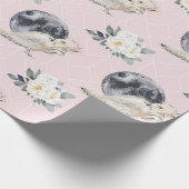 Eule Mond und Blume Geschenkpapier (Ecke)