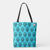 Eule (Muster neon blau) - Tasche (Rückseite)