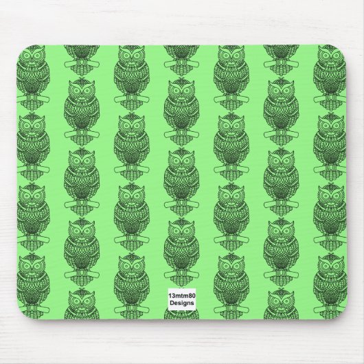 Eule (Muster neon grün) - Maus-Pad Mousepad (Vorne)