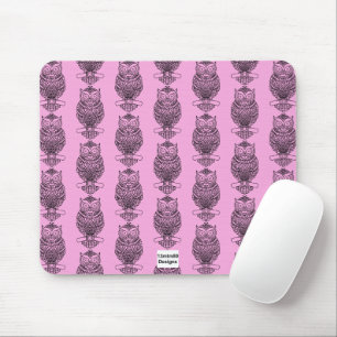 Eule (Muster pink) - Maus-Pad Mousepad