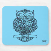 Eule (Neon blau Single) - Maus-Pad Mousepad (Vorne)