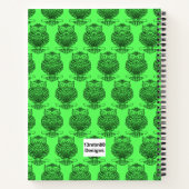 Eule (neon grün) - Notebook Notizblock (Rückseite)
