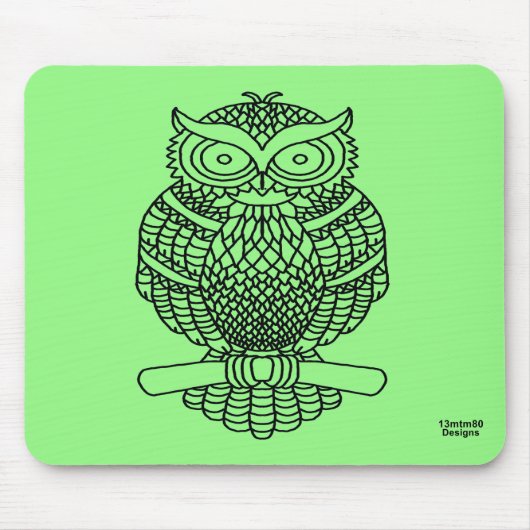 Eule (Neon grün Single) - Maus-Pad Mousepad (Vorne)