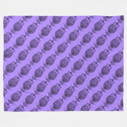 Eule (neon lila) - Fleece Blanket (Vorderseite (Horizontal))
