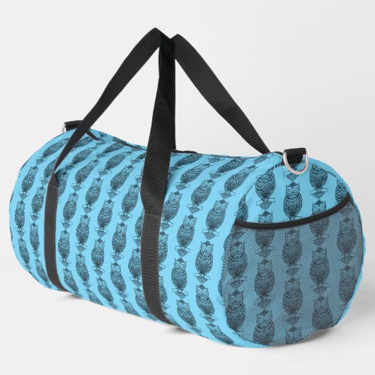 Eule (neonblau) - Duffle-Beutel Duffle Bag (Rechte Ecke)