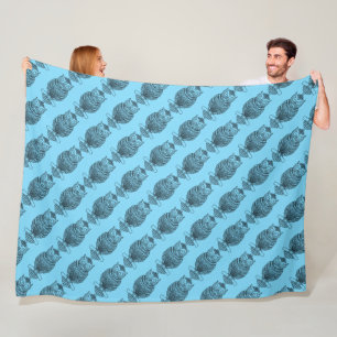 Eule (neonblau) - Fleece Blanket