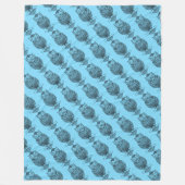 Eule (neonblau) - Fleece Blanket (Vorderseite)