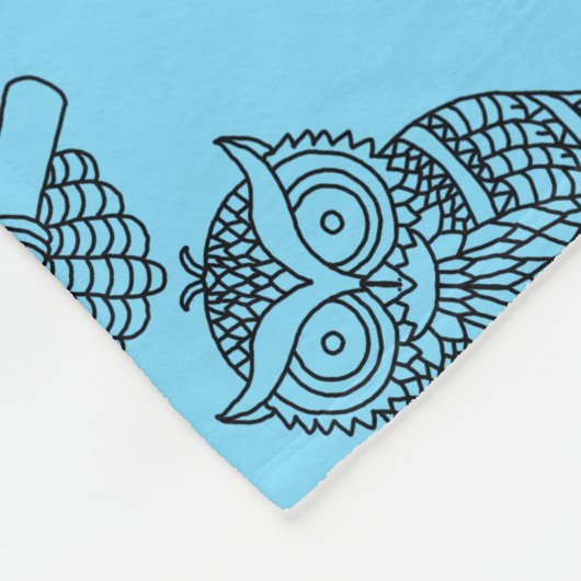 Eule (neonblau) - Fleece Blanket (Ecke)