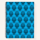 Eule (neonblau) - Notebook Notizblock (Vorderseite)