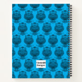 Eule (neonblau) - Notebook Notizblock (Rückseite)