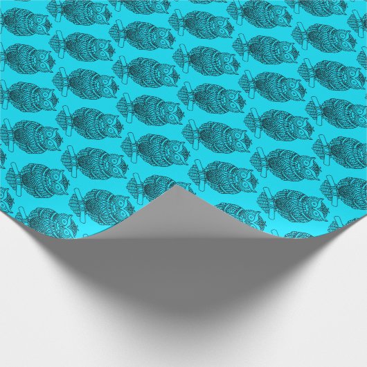 Eule (neonblau) - Packpapier (Ecke)