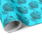 Eule (neonblau) - Packpapier (Rolleneckpunkt)