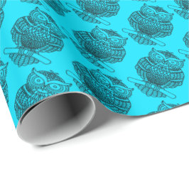 Eule (neonblau) - Packpapier