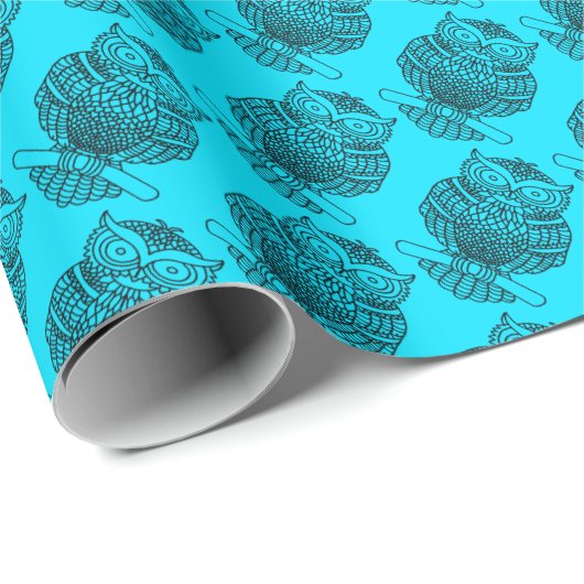 Eule (neonblau) - Packpapier (Rolleneckpunkt)