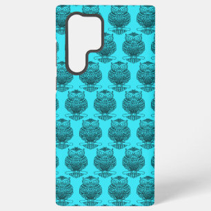 Eule (Neonblau) - Samsung Case Galaxy Hülle