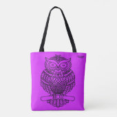Eule (Neonviolett) - Tote Tasche (Rückseite)