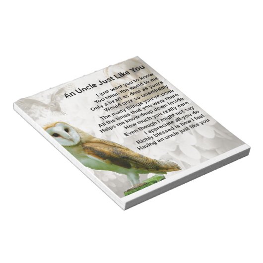 Eule - Onkel Gedicht Notizblock (angewinkelt)