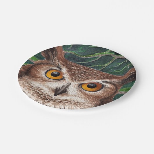 Eule Pappteller (Schrägansicht)