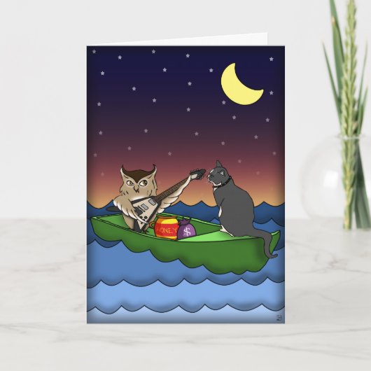 Eule plus Pussycat, Grußkarte Karte (Vorderseite)