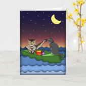 Eule plus Pussycat, Grußkarte Karte (Gelbe Blume)