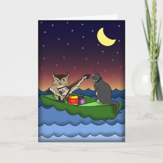 Eule plus Pussycat, Grußkarte Karte