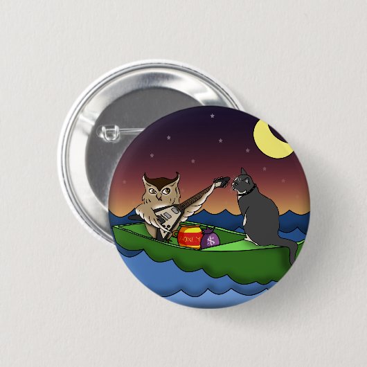 Eule plus Pussycat, Knopf Button (Vorne & Hinten)