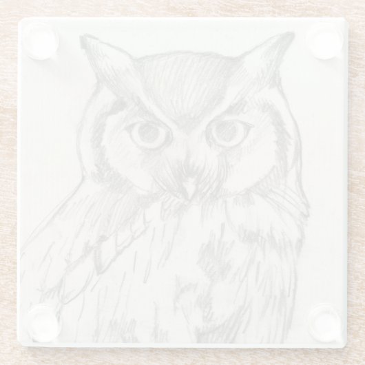 Eule-Portrait - Skizze Glasuntersetzer (Rückseite)