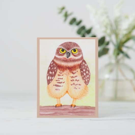 Eule Postarmut Postkarte (Stehend Vorderseite)