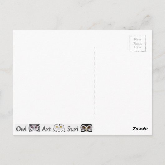 Eule Postarmut Postkarte (Rückseite)