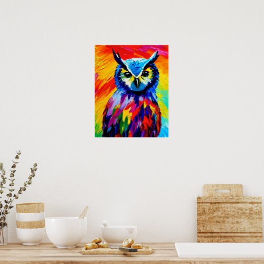 Eule-Poster, farbenfrohe Aquarelltöne Poster (Küche)